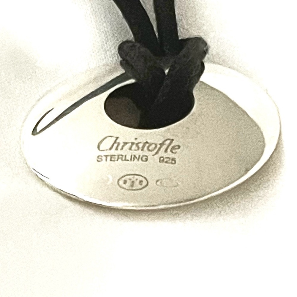 Christofle (925) Circle Pendant W/ Silk Cord! - image 2